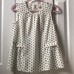 J. CREW peplum ruffle polka-dot sleeveless blouse